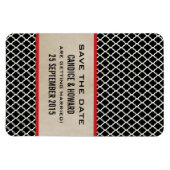 シックなクローバー日付磁石、赤を保存 マグネット (横)