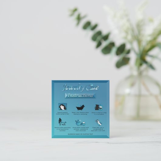 シックなグラデーションティール(緑がかった色)ブルージュエリーの気に指示 エンクロージャーカード (スタンド正面)