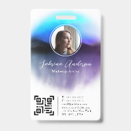 シックなグラデーション水色抽象芸術スクリプトフォトロゴ バッジ