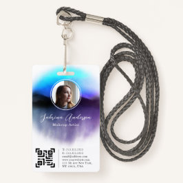 シックなグラデーション水色抽象芸術スクリプトフォトロゴ バッジ