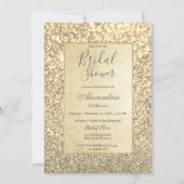 シックなグラマラスなトレンディー金ゴールドグリッターブライダルシャワー 招待状 (正面)