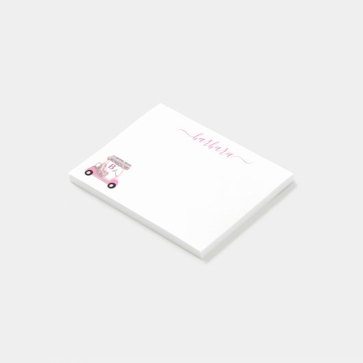 シックなグラムゴルパーソナライズされたフギャルゴルフカート ポストイット (アングル)