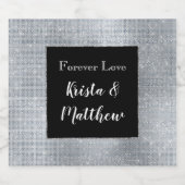 シックなグラムシルバースパークルとブラック スパークリングワインラベル (シングルラベル)