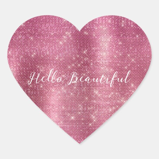 シックなグラムシルバーピンクのスパークルとブラック ハートシール (正面)