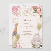 シックなグラムパステルのスケッチ誕生日パーティー 招待状 (正面)