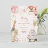 シックなグラムパステルのスケッチ誕生日パーティー 招待状 (スタンド正面)