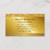 シックなグラムパーソナルシェフケータリング金ゴールドグリッター 名刺 (裏面)