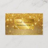 シックなグラムパーソナルシェフケータリング金ゴールドグリッター 名刺 (正面)