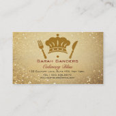 シックなグラムパーソナルシェフケータリング金ゴールドグリッター 名刺 (裏面)