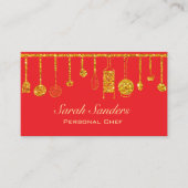 シックなグラムパーソナルシェフケータリング金ゴールドグリッター 名刺 (正面)