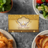 シックなグラムパーソナルシェフケータリング金ゴールドグリッター 名刺