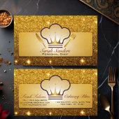 シックなグラムパーソナルシェフケータリング金ゴールドグリッター 名刺
