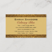 シックなグラムパーソナルシェフケータリング金ゴールドグリッター 名刺 (裏面)