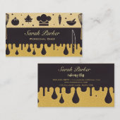 シックなグラムパーソナルシェフケータリング金ゴールド 名刺 (正面/裏面)