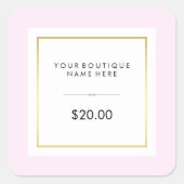 シックなグラムピンクと金ゴールド小売価格ラベル スクエアシール (正面)
