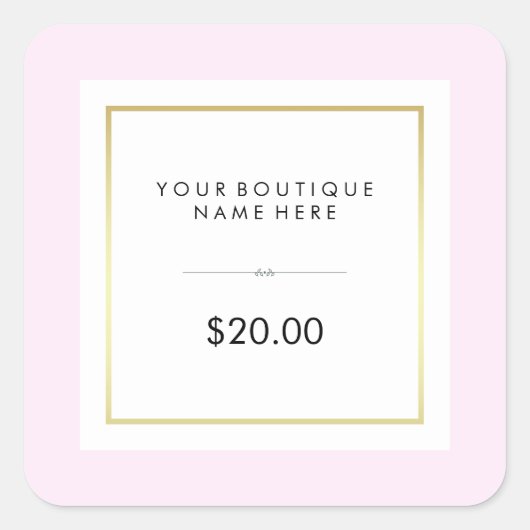 シックなグラムピンクと金ゴールド小売価格ラベル スクエアシール (正面)
