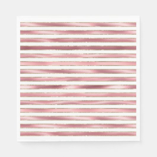 シックなグラムピンクホワイトストライプズ スタンダードランチョンナプキン (正面)