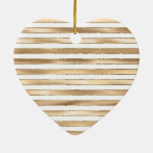 シックなグラムピンクホワイトストライプズ セラミックオーナメント (裏面)