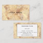 シックなグラムラグジュアリーヴィンテージブラウン金ゴールドマーブルパターン 名刺 (正面/裏面)