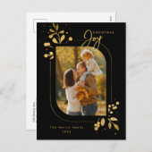 シックなグラム葉金ゴールドジョイ書道写真 シーズンポストカード (正面/裏面)