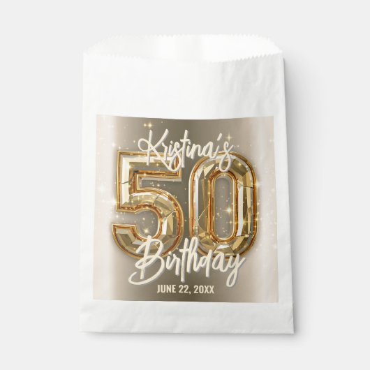 シックなグラム金ゴールドとダイヤモンドアクセント50誕生日 フェイバーバッグ (正面)