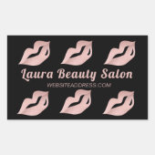 シックなグラム金ゴールドバラリップ&ブラックブランドサロン 長方形シール (正面)