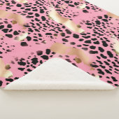 シックなグラム金ゴールドピンクブラックレオパード シェルパブランケット (3/4)