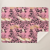 シックなグラム金ゴールドピンクブラックレオパード シェルパブランケット (正面(横))