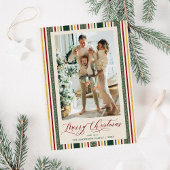 シックなグランドミレストライプニアルのクリスマス写真 シーズンカード