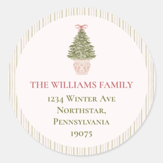 シックなグランドミレニアルクリスマス封筒用シール ラウンドシール (正面)