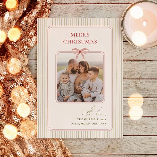 シックなグランドミレニアルコケットのクリスマスフォト シーズンカード