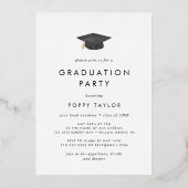 シックなグラードキャップゴールドフォイルフォト卒業パーティー 箔招待状 (裏面)