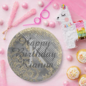 シックなグリッタリーマンダラモノグラム紙プレート ペーパープレート (パーティー)