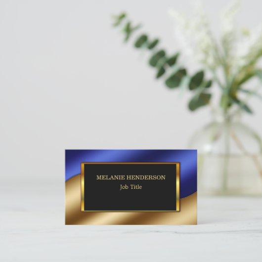 シックなグリッターのきらきら光るな金ゴールドの赤のプロフェッショナル 名刺 (スタンド正面)