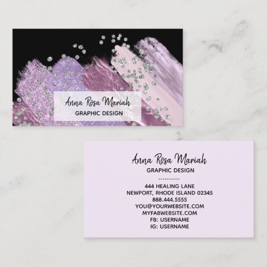 *～*シックなグリッターガーリーフェミニン抽象芸術 名刺 (正面/裏面)