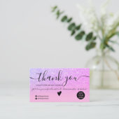 シックなグリッターグラデーションピンクパープル感謝していオーダー 名刺 (スタンド正面)