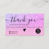 シックなグリッターグラデーションピンクパープル感謝していオーダー 名刺 (正面)