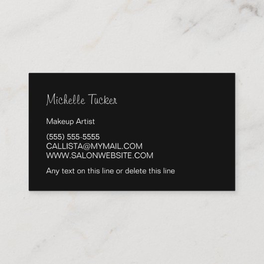 シックなグリッターグラムメイクアップアーティスト名刺 名刺 (裏面)