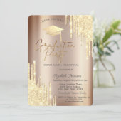 シックなグリッタードリップグラッドキャップ卒業 招待状 (スタンド正面)