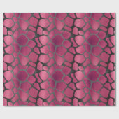 シックなグリッターピンクと黒キリンアニマルプリント ラッピングペーパー (フラット)