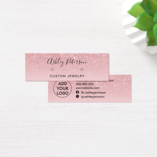 シックなグリッターピンクスタッズイヤリングディスプレイ (デスク)