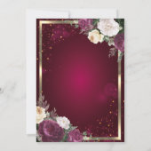 シックなグリッターユニコーン,バーガンディフローラベビーシャワー 招待状 (裏面)