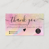 シックなグリッターレインボー大理石のオーダ感謝していーユー 名刺 (正面)