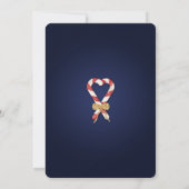 シックなグリッター金ゴールドキャンディケーンフレームフォトクリスマス 招待状 (裏面)