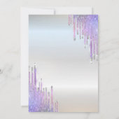 シックなグリッター ヴィオレット ドリップス シルバー バット ミッツヴァー 招待状 (裏面)