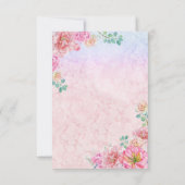 シックなグリーンとピンクの水色フローラQrコード 出欠カード (裏面)