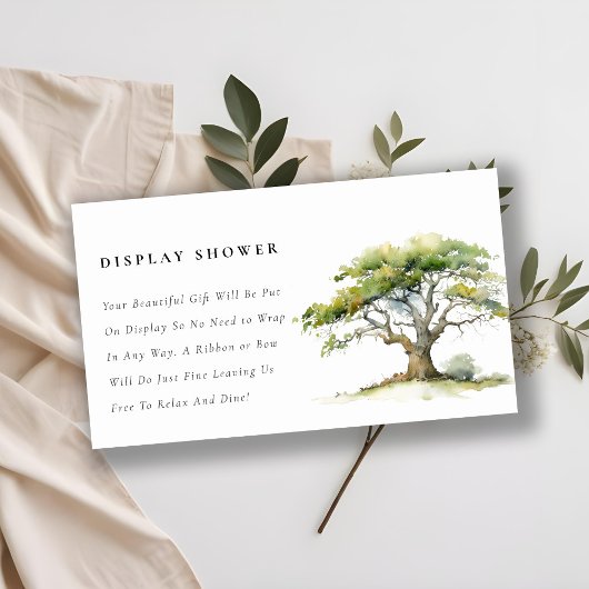 シックなグリーンオークのツリー表示シャワーベビーシャワー エンクロージャーカード