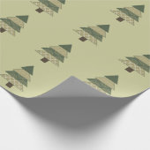シックなグリーンクリスマスツリー ラッピングペーパー (角)