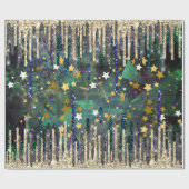 シックなグリーンターコイズ金ゴールドグリッター乾燥 ラッピングペーパー (フラット)