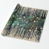 シックなグリーンターコイズ金ゴールドグリッター乾燥 ラッピングペーパー (アンロールド)